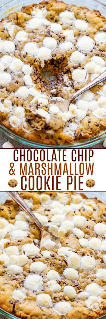 Gooey Chocolate Chip and Marshmallow Cookie Pie