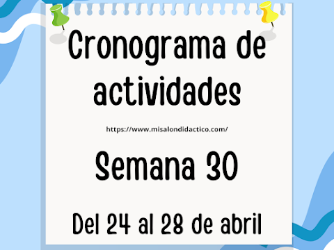 Semana 30: Cronograma de actividades 6° grado