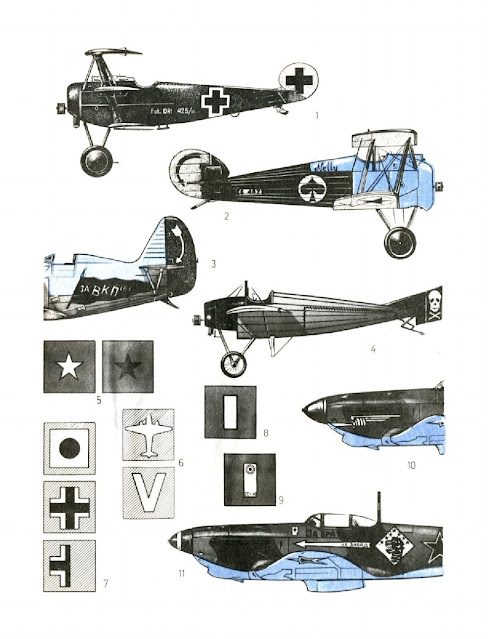 Образцы опознавательных знаков н индивидуальной раскраски некоторых боевых самолетов