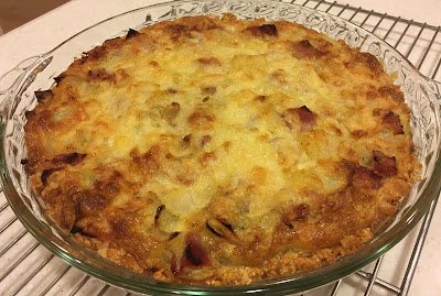 Gluten Free ham gruyere shallot and potato tart or quiche