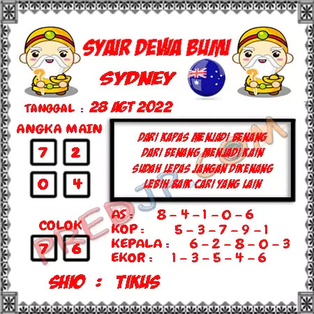 Prediksi Dewa Bumi Sdy Minggu 28-Agt-2022