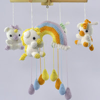 móvil unicornios a crochet
