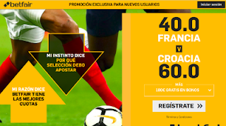 betfair supercuota victoria de Francia o Croacia 15 julio