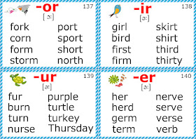 esl phonics flashcards r-controlled vowel sounds