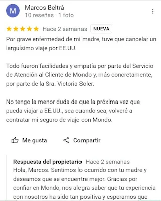 Heymondo opiniones en Google