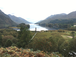 Panoramic view of Loch Shiel and Bonnie Prince Charlie memorial