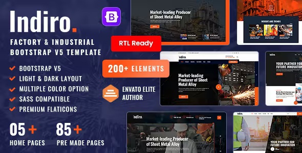 Best Factory and Industry Bootstrap 5 HTML Template + RTL