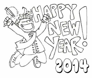 Happy New Year 2014 for Coloring