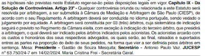 Imagem mostra ata de assembleia da usina de cana Vale do Paraná