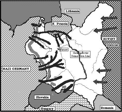 Blitzkrieg:  Nazi's Surprising War Strategy map of Poland aggresion