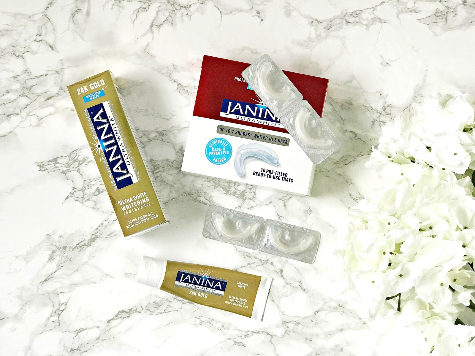 Janina, National Smile Month, 24K Gold Toothpaste, Maxiwhite Professtional Teeth Whitening Pre-Filled Trays, Teeth Whitening, review, 