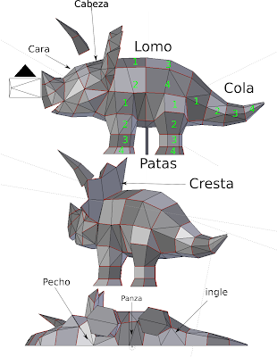 dibujo mostrando como se corta un modelo de papel