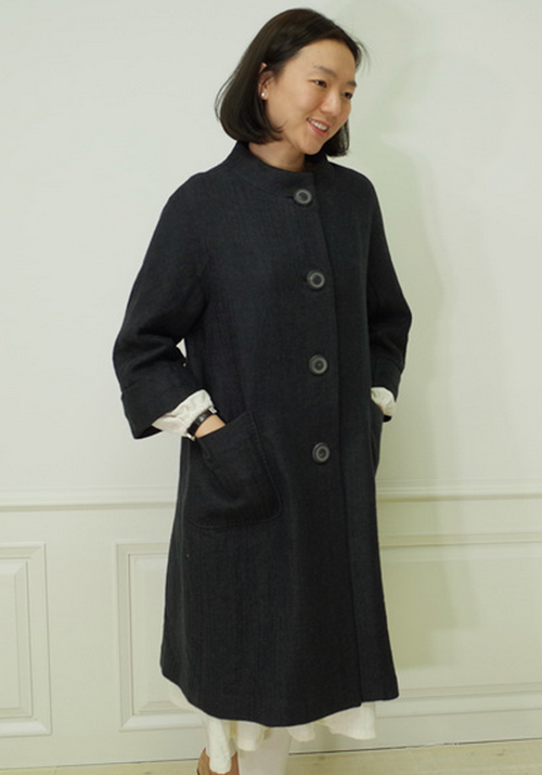 High Neck Button Coat