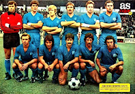 CLUB GETAFE DEPORTIVO - Getafe, Madrid, España - Temporada 1976-77 - Cervantes, Cruz, Amunárriz, Salmerón, Alfonso y Escalante; Javi, Chiqui, Salazar, Zambrano y Munguía - 13º clasificado en la Liga de 2ª División, con José Antonio Segura de entrenador. El GETAFE DEPORTIVO, antecedente del actual GETAFE C. F., tras un breve periplo por la 2ª División española, desapareció por deudas en julio de 1983