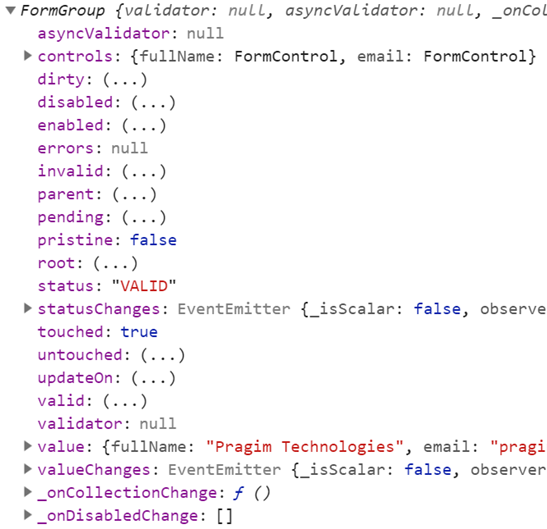 angular form control and form group
