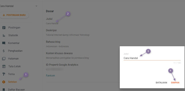 Cara Mengganti Nama [Judul] Blogger