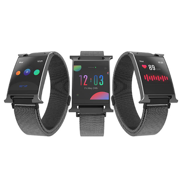 Bakeey SX7 Real-time Heart Rate Blood Pressure O2 Monitor bluetooth Music 1.22inch Large View Smart Watch