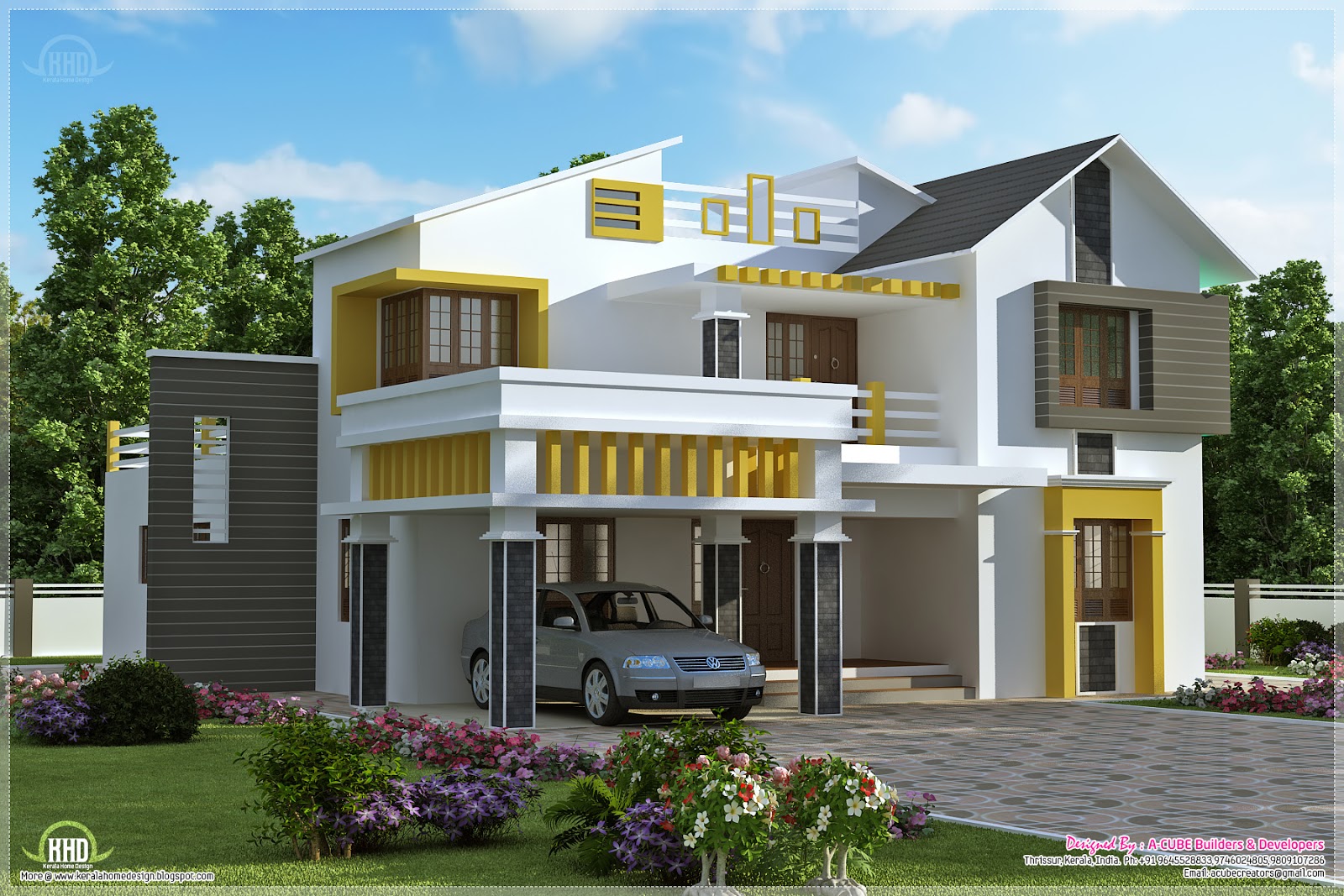  Kerala  contemporary  villa with 4 bedroom House  Design  Plans 