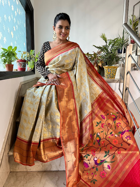 Shikargah saree with paithani border and pallu