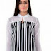 Georgette black and white line drive top. 