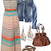 Summer Outfit Collection Of Maxi Dress, Denim Jacket, Handbag And Sandals