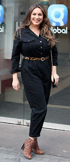 Kelly Brook in Black Jumpsuit at Global Radio Studio in London, UK