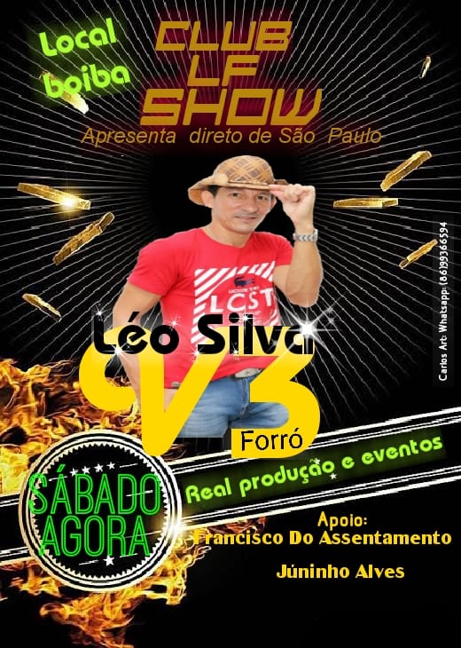 Neste Sábado (06) tem Léo Silva e V3 do Forró no Clube LF Show em Boíba em Cocal-PI