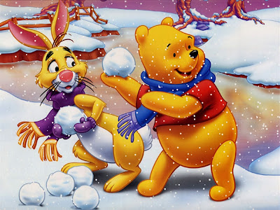 Winnie the Pooh and Rabbit in Snow