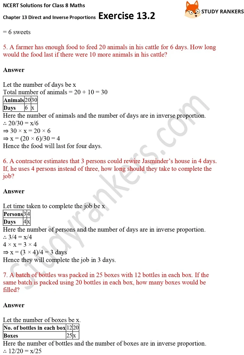 NCERT Solutions for Class 8 Maths Ch 13 Direct and Inverse Proportions Exercise 13.2 3