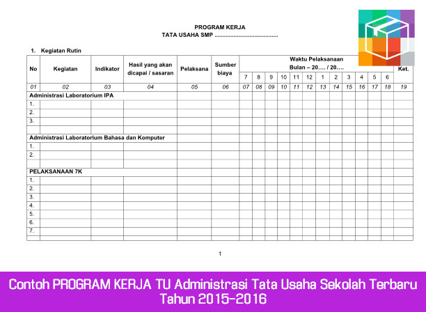 Contoh PROGRAM KERJA TU Administrasi Tata Usaha Sekolah 