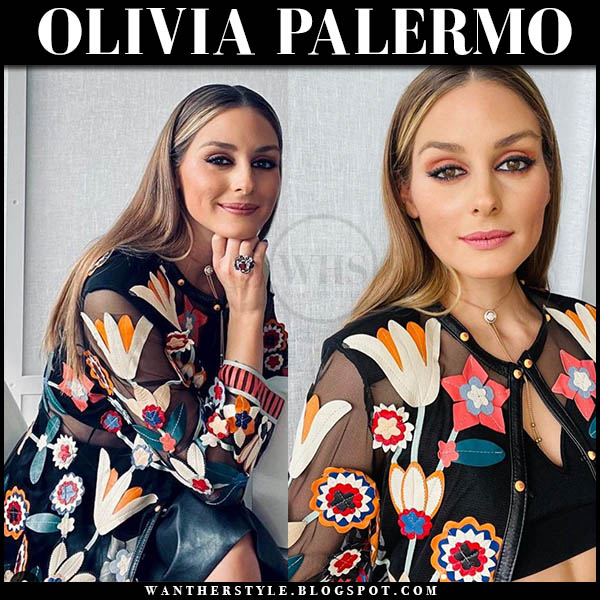 Olivia Palermo in sheer floral patchwork jacket