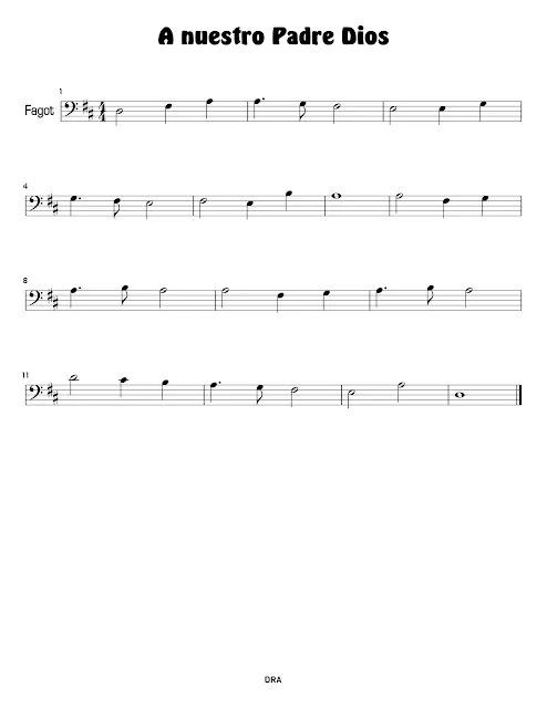 A nuestro Padre Dios | Partitura gratis para fagot (basson) | Partitura gratis para  en JPEG y PNG de 'A nuestro Padre Dios' - Himnario Adventista -Descarga e imprime esta partitura para tu instrumento.