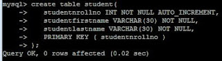 Create table in MySQL