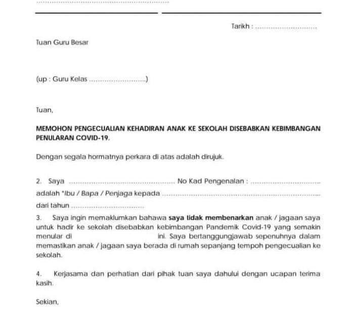 Contoh Surat Pengecualian Hadir Kursus
