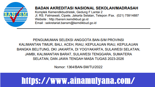 Rekrutmen Anggota BAN SM Provinsi Masa Tugas 2023-2026