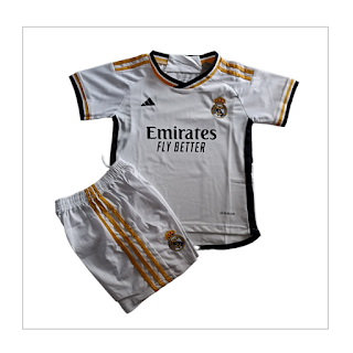 Jual Setelan Jersey anak Real Madrid Home 2023/2024 di toko jersey jogja sumacomp., harga murah barang berkualitas