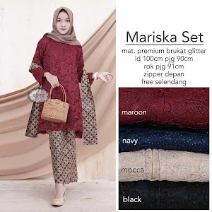 Kebaya Setelan Brukat Marissa Set Maroon