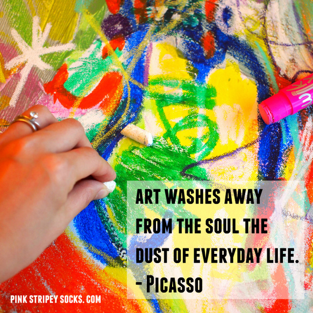 Art washes away from the soul the dust of everyday life- Picasso quote and family art activity