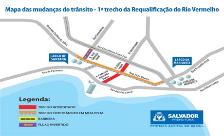 Trânsito será modificado no Rio Vermelho para  obra de requalificação do bairro.