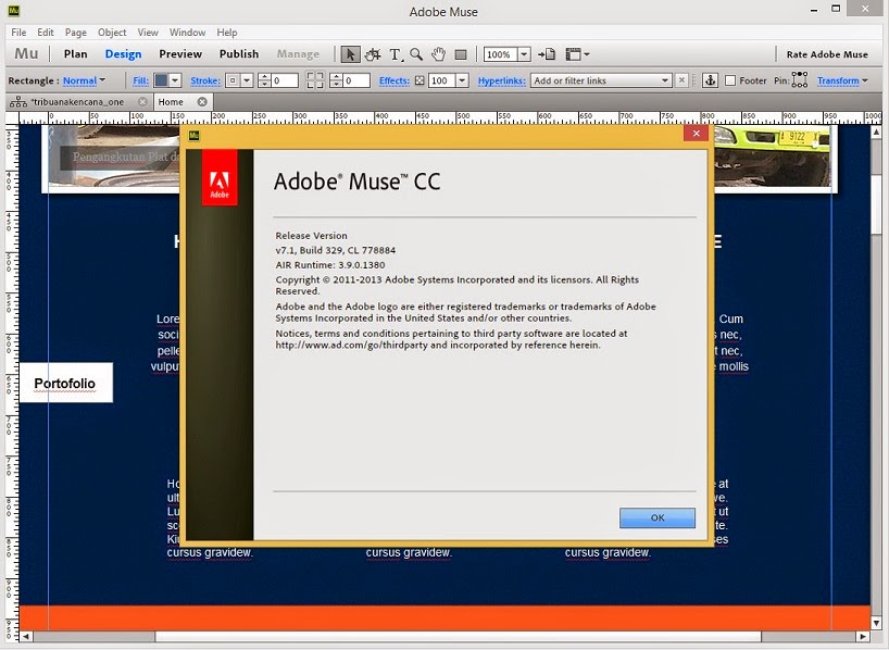 Tampilan Adobe Muse 7