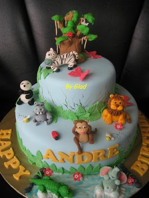 Baby Birthday Cakes on Glad S Passion  Jungle Theme Cake For Andre