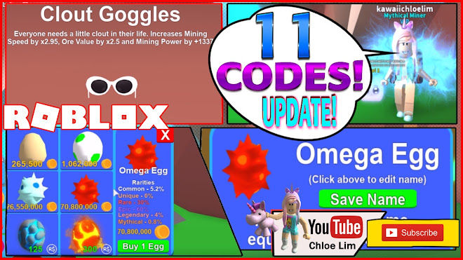 Chloe Tuber Roblox Mining Simulator Gameplay Levels 11 Codes And New Updates Omega Egg Pets Texture And Hats - roblox mining simulator hat stats