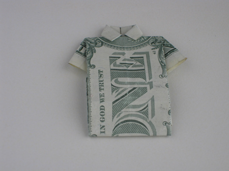 dollar bill origami butterfly. Money Origami Shirt