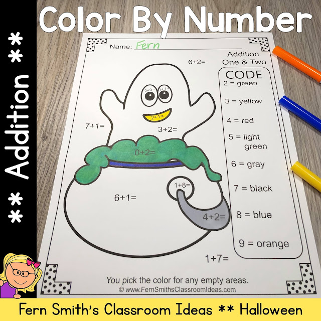 Halloween Color By Number Addition Only Is Also Available For Your Classroom Today!