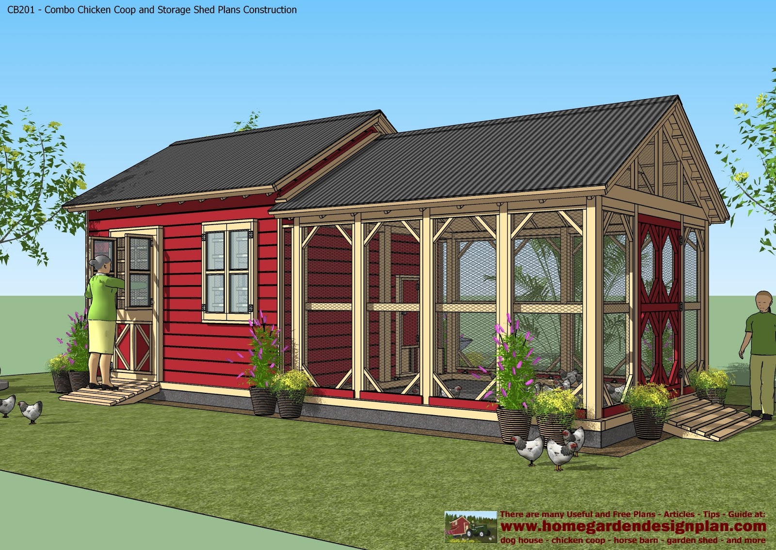 home garden plans: cb201 - combo plans - chicken coop