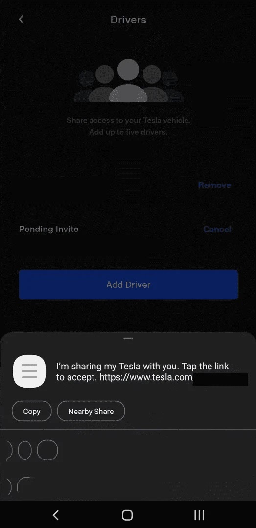Cara Menambahkan Driver ke Aplikasi Tesla Kirim Tautan Undangan melalui teks