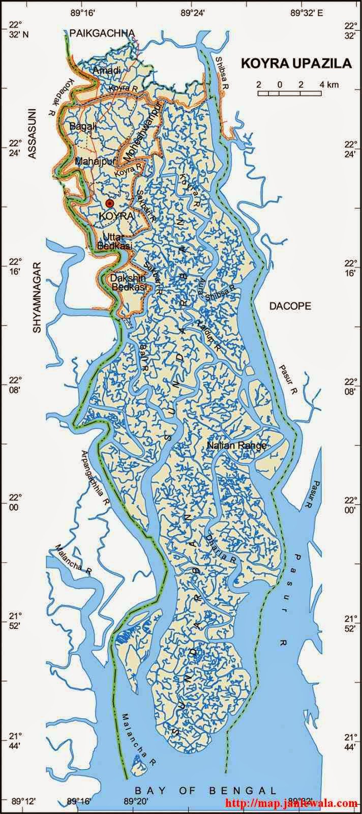 koyra upazila map of bangladesh