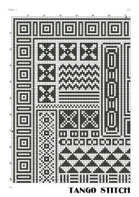 Black ornament easy cross stitch hand embroidery sampler pattern - Tango Stitch