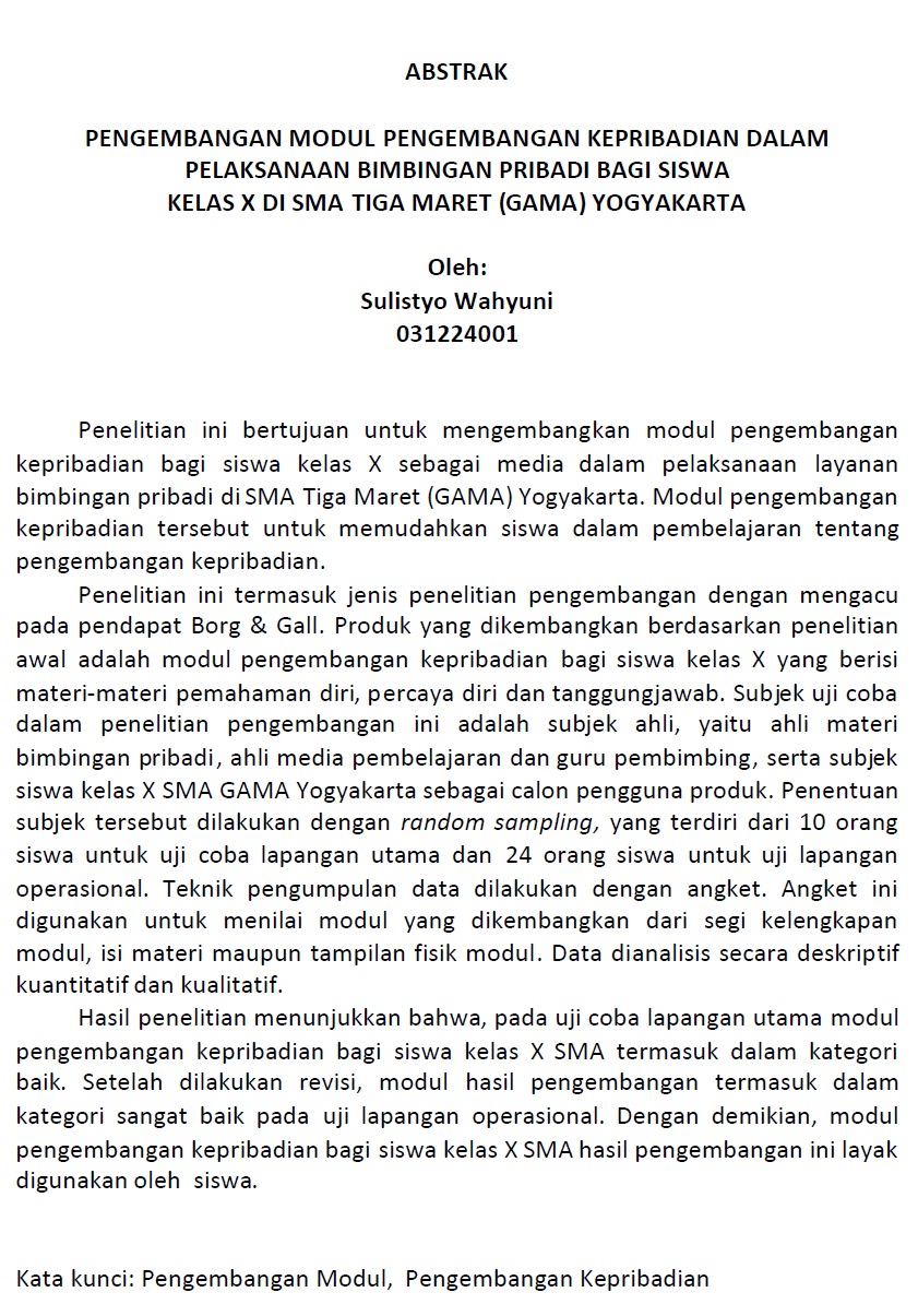 Contoh Abstrak Peneliitian Skripsi