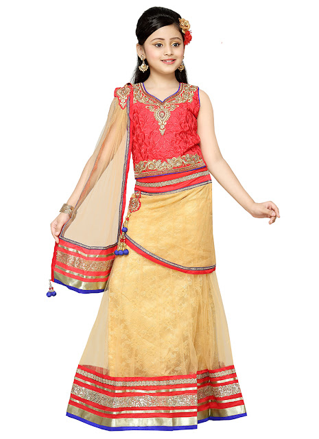 Stylish and beautiful lahnga choli dress for little girls in Pakistan 2016